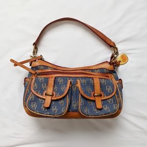 Dooney & Burke Denim & Leather Monogram Handbag